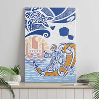 Hawaiki Nui Va'a Solo French Polynesia Canvas Wall Art Blue Color LT03 - Polynesian Pride