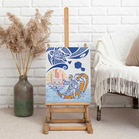 Hawaiki Nui Va'a Solo French Polynesia Canvas Wall Art Blue Color LT03 - Polynesian Pride