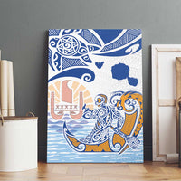 Hawaiki Nui Va'a Solo French Polynesia Canvas Wall Art Blue Color LT03 - Polynesian Pride