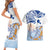 Hawaiki Nui Va'a Solo French Polynesia Couples Matching Short Sleeve Bodycon Dress and Hawaiian Shirt Blue Color