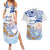 Hawaiki Nui Va'a Solo French Polynesia Couples Matching Summer Maxi Dress and Hawaiian Shirt Blue Color