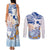 Hawaiki Nui Va'a Solo French Polynesia Couples Matching Tank Maxi Dress and Long Sleeve Button Shirt Blue Color