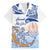 Hawaiki Nui Va'a Solo French Polynesia Family Matching Long Sleeve Bodycon Dress and Hawaiian Shirt Blue Color