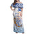 Hawaiki Nui Va'a Solo French Polynesia Family Matching Off Shoulder Maxi Dress and Hawaiian Shirt Blue Color