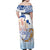 Hawaiki Nui Va'a Solo French Polynesia Family Matching Off Shoulder Maxi Dress and Hawaiian Shirt Blue Color