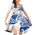 Hawaiki Nui Va'a Solo French Polynesia Family Matching Off Shoulder Short Dress and Hawaiian Shirt Blue Color