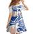 Hawaiki Nui Va'a Solo French Polynesia Family Matching Off Shoulder Short Dress and Hawaiian Shirt Blue Color