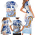 Hawaiki Nui Va'a Solo French Polynesia Family Matching Short Sleeve Bodycon Dress and Hawaiian Shirt Blue Color