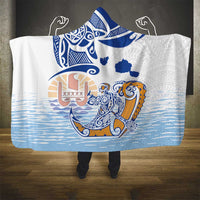 Hawaiki Nui Va'a Solo French Polynesia Hooded Blanket Blue Color LT03 - Polynesian Pride