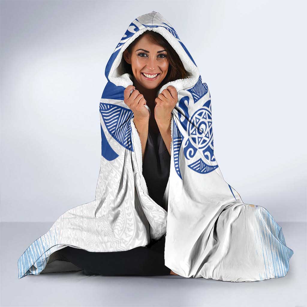 Hawaiki Nui Va'a Solo French Polynesia Hooded Blanket Blue Color LT03 - Polynesian Pride