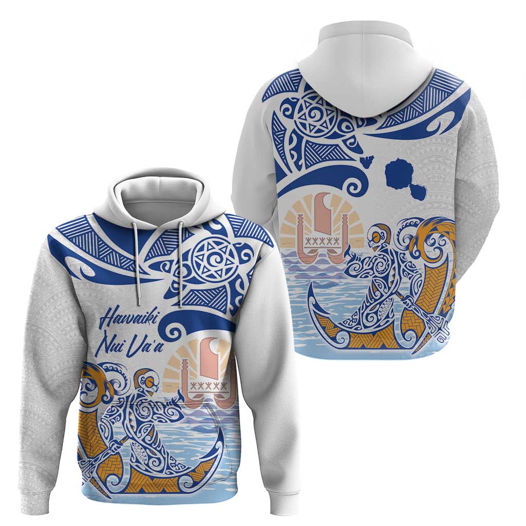 Hawaiki Nui Va'a Solo French Polynesia Hoodie Blue Color LT03 - Polynesian Pride