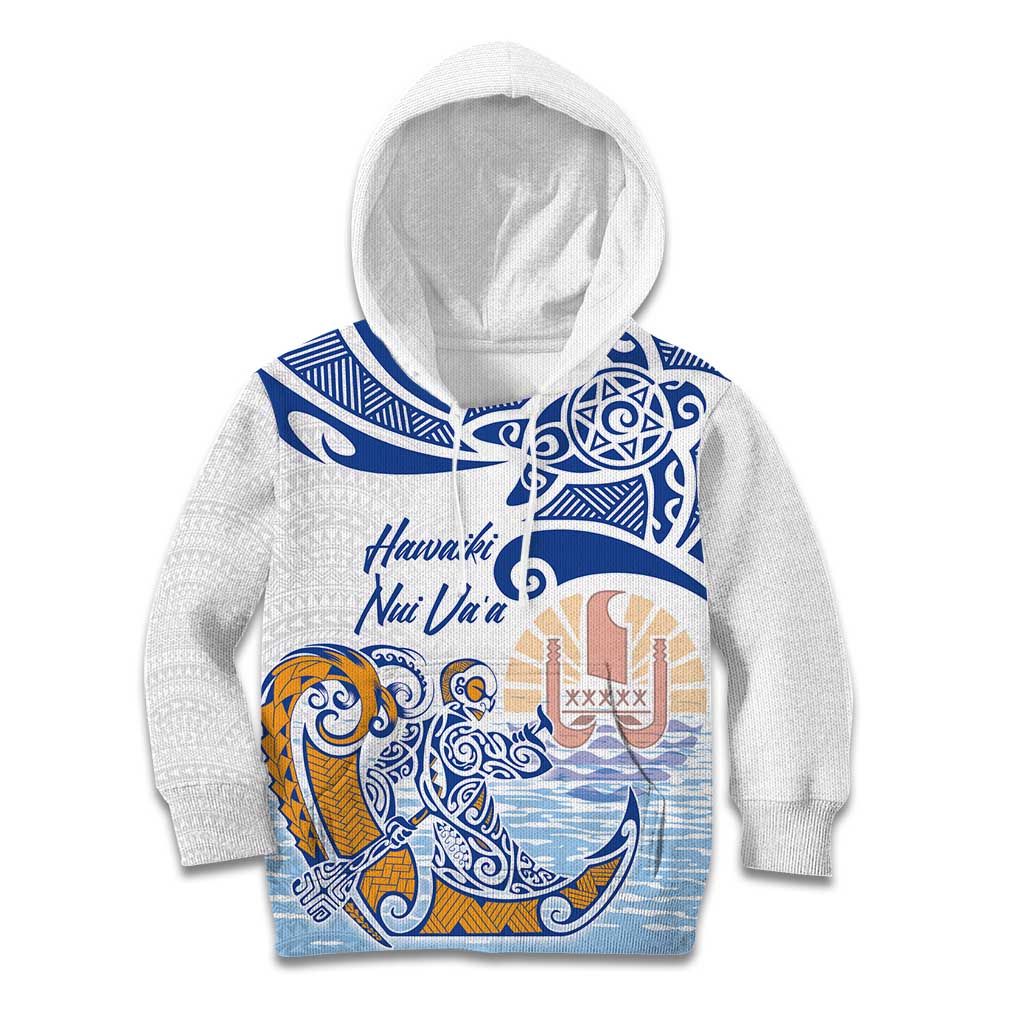 Hawaiki Nui Va'a Solo French Polynesia Kid Hoodie Blue Color LT03 Hoodie Blue - Polynesian Pride