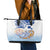 Hawaiki Nui Va'a Solo French Polynesia Leather Tote Bag Blue Color