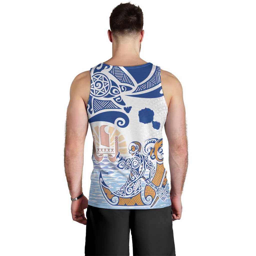 Hawaiki Nui Va'a Solo French Polynesia Men Tank Top Blue Color LT03 - Polynesian Pride