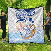 Hawaiki Nui Va'a Solo French Polynesia Quilt Blue Color LT03 - Polynesian Pride