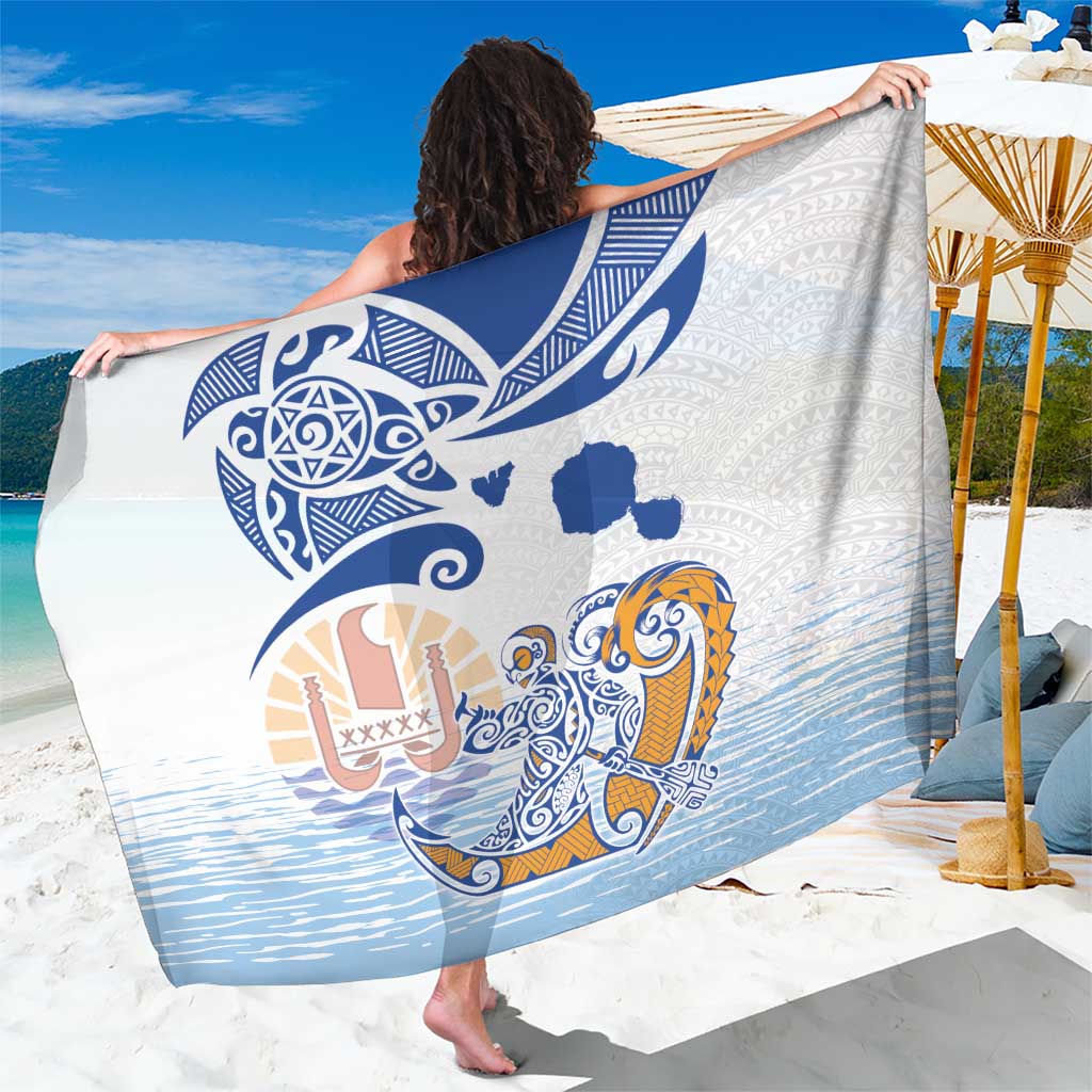 Hawaiki Nui Va'a Solo French Polynesia Sarong Blue Color LT03 One Size 44 x 66 inches Blue - Polynesian Pride