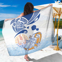 Hawaiki Nui Va'a Solo French Polynesia Sarong Blue Color LT03 One Size 44 x 66 inches Blue - Polynesian Pride