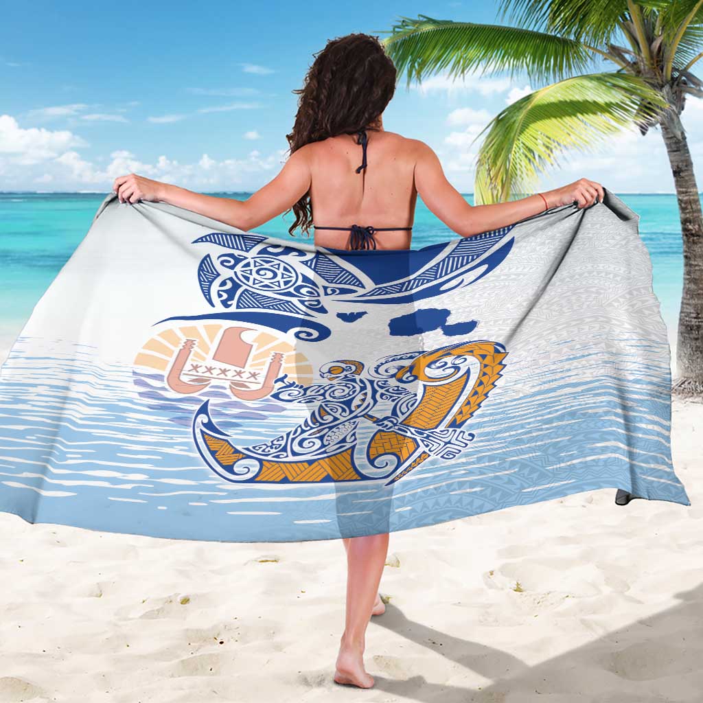 Hawaiki Nui Va'a Solo French Polynesia Sarong Blue Color LT03 - Polynesian Pride
