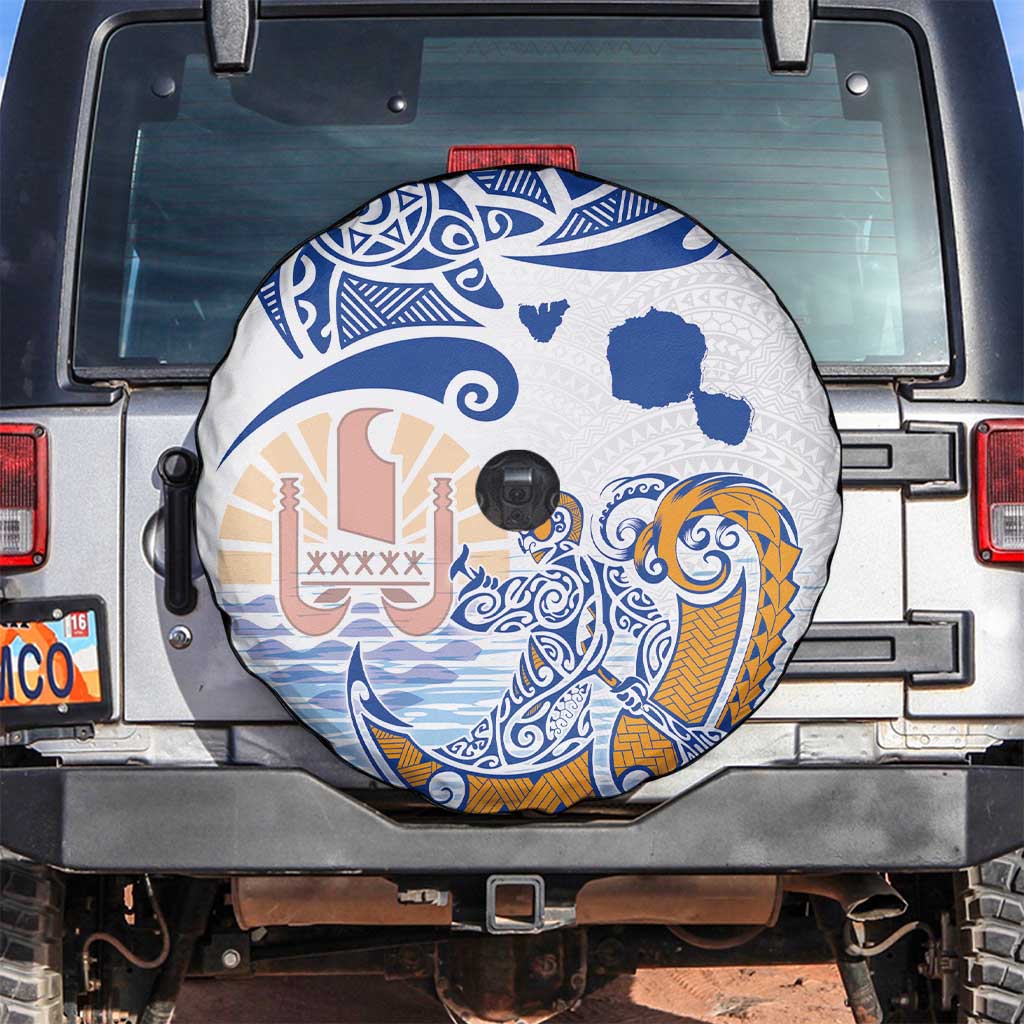 Hawaiki Nui Va'a Solo French Polynesia Spare Tire Cover Blue Color