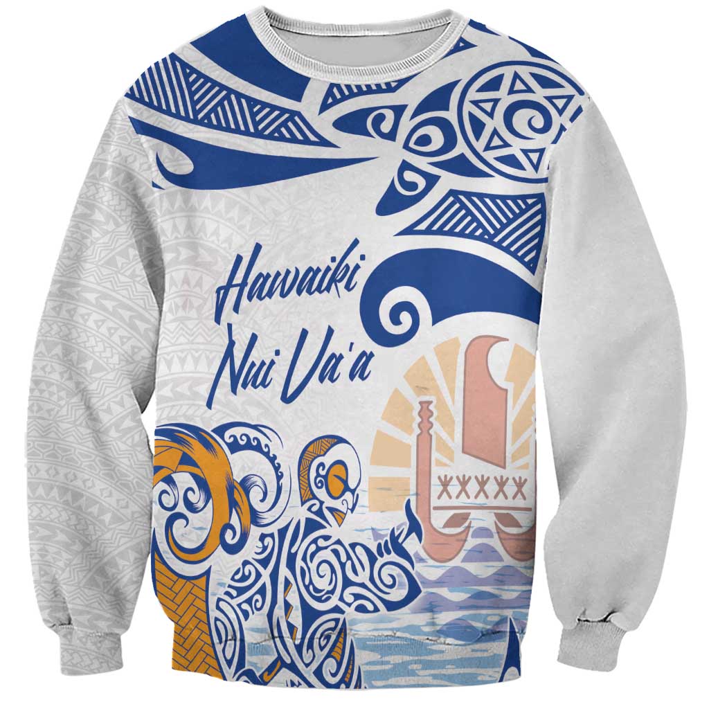 Hawaiki Nui Va'a Solo French Polynesia Sweatshirt Blue Color LT03 Unisex Blue - Polynesian Pride