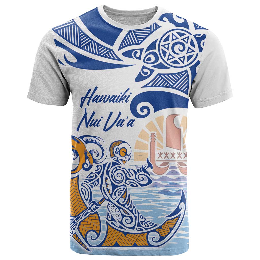 Hawaiki Nui Va'a Solo French Polynesia T Shirt Blue Color LT03 Blue - Polynesian Pride