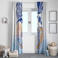Hawaiki Nui Va'a Solo French Polynesia Window Curtain Blue Color LT03 - Polynesian Pride