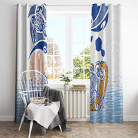 Hawaiki Nui Va'a Solo French Polynesia Window Curtain Blue Color LT03 - Polynesian Pride