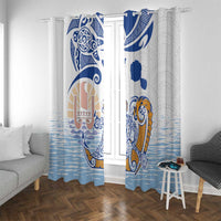 Hawaiki Nui Va'a Solo French Polynesia Window Curtain Blue Color LT03 With Grommets Blue - Polynesian Pride