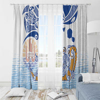 Hawaiki Nui Va'a Solo French Polynesia Window Curtain Blue Color LT03 - Polynesian Pride