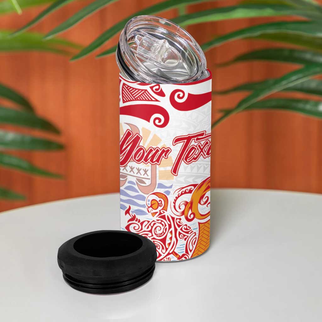 Hawaiki Nui Va'a Solo French Polynesia 4 in 1 Can Cooler Tumbler Red Color LT03 - Polynesian Pride