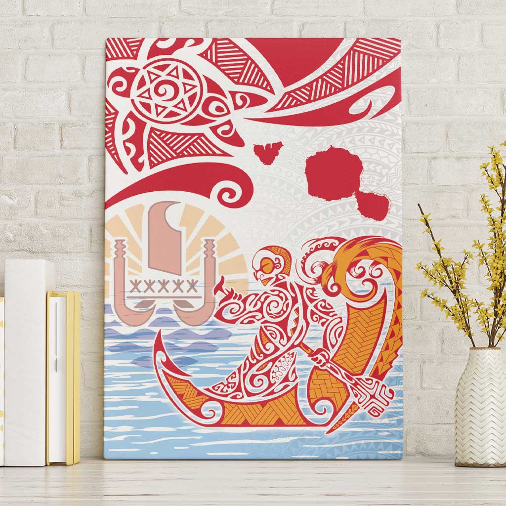 Hawaiki Nui Va'a Solo French Polynesia Canvas Wall Art Red Color LT03 Without Frame Red - Polynesian Pride