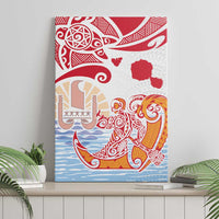 Hawaiki Nui Va'a Solo French Polynesia Canvas Wall Art Red Color LT03 - Polynesian Pride