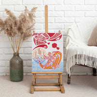 Hawaiki Nui Va'a Solo French Polynesia Canvas Wall Art Red Color LT03 - Polynesian Pride