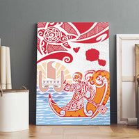 Hawaiki Nui Va'a Solo French Polynesia Canvas Wall Art Red Color LT03 - Polynesian Pride