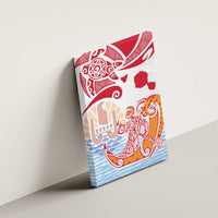 Hawaiki Nui Va'a Solo French Polynesia Canvas Wall Art Red Color LT03 - Polynesian Pride