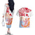 Hawaiki Nui Va'a Solo French Polynesia Couples Matching Off The Shoulder Long Sleeve Dress and Hawaiian Shirt Red Color