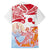 Hawaiki Nui Va'a Solo French Polynesia Family Matching Off The Shoulder Long Sleeve Dress and Hawaiian Shirt Red Color