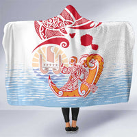 Hawaiki Nui Va'a Solo French Polynesia Hooded Blanket Red Color LT03 One Size Red - Polynesian Pride