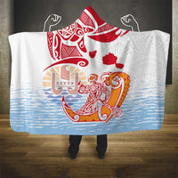 Hawaiki Nui Va'a Solo French Polynesia Hooded Blanket Red Color LT03 - Polynesian Pride