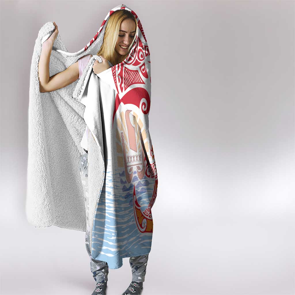 Hawaiki Nui Va'a Solo French Polynesia Hooded Blanket Red Color LT03 - Polynesian Pride