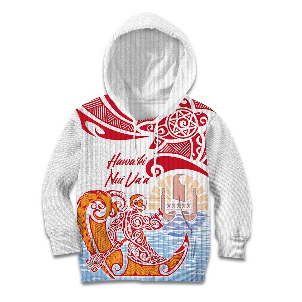 Hawaiki Nui Va'a Solo French Polynesia Kid Hoodie Red Color LT03 Hoodie Red - Polynesian Pride