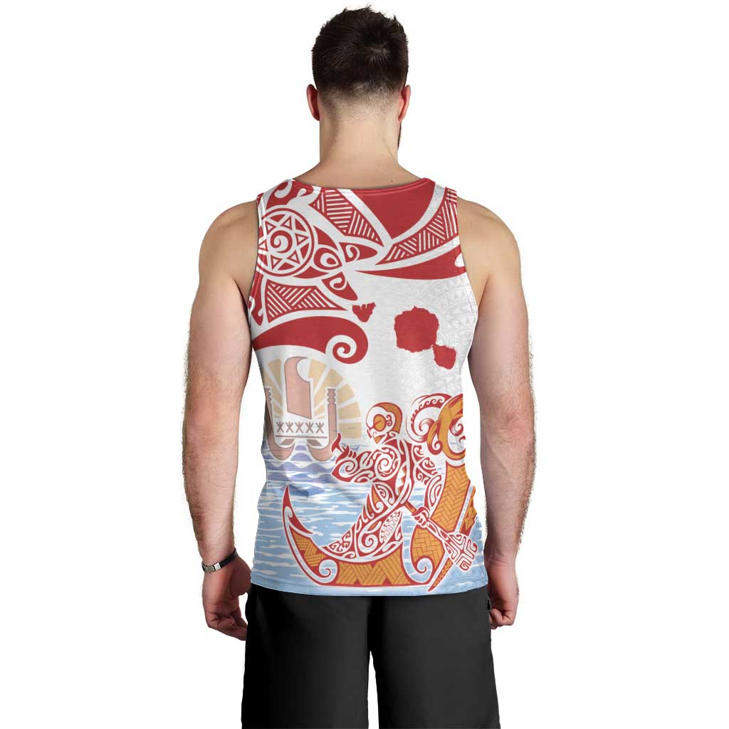 Hawaiki Nui Va'a Solo French Polynesia Men Tank Top Red Color LT03 - Polynesian Pride