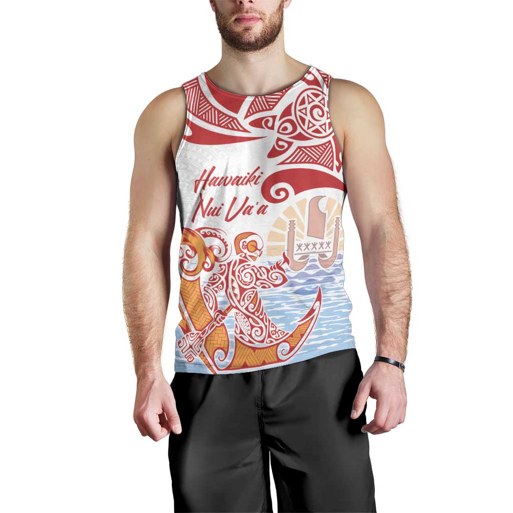 Hawaiki Nui Va'a Solo French Polynesia Men Tank Top Red Color LT03 - Polynesian Pride