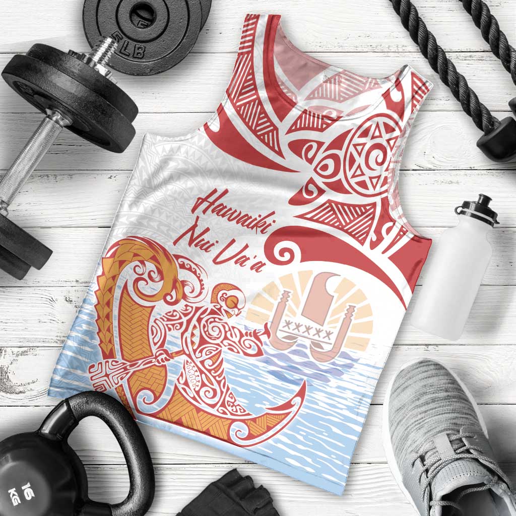 Hawaiki Nui Va'a Solo French Polynesia Men Tank Top Red Color LT03 - Polynesian Pride