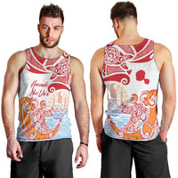Hawaiki Nui Va'a Solo French Polynesia Men Tank Top Red Color LT03 - Polynesian Pride