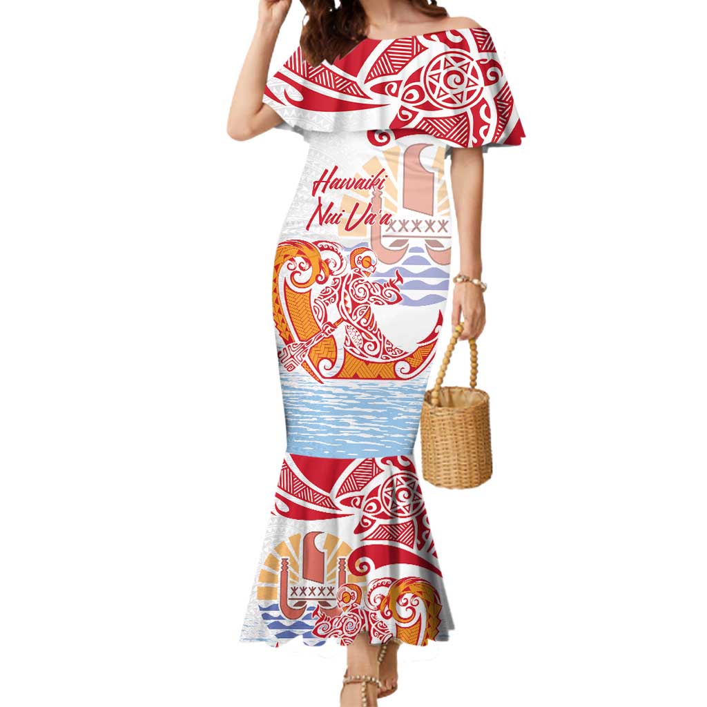 Hawaiki Nui Va'a Solo French Polynesia Mermaid Dress Red Color LT03 Women Red - Polynesian Pride