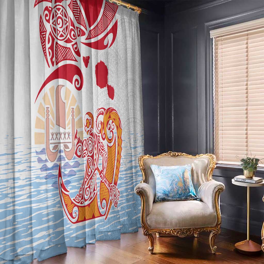 Hawaiki Nui Va'a Solo French Polynesia Window Curtain Red Color LT03 - Polynesian Pride