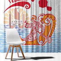 Hawaiki Nui Va'a Solo French Polynesia Window Curtain Red Color LT03 - Polynesian Pride