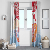 Hawaiki Nui Va'a Solo French Polynesia Window Curtain Red Color LT03 - Polynesian Pride