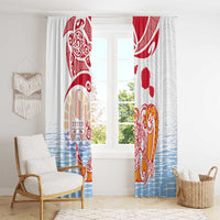 Hawaiki Nui Va'a Solo French Polynesia Window Curtain Red Color LT03 - Polynesian Pride